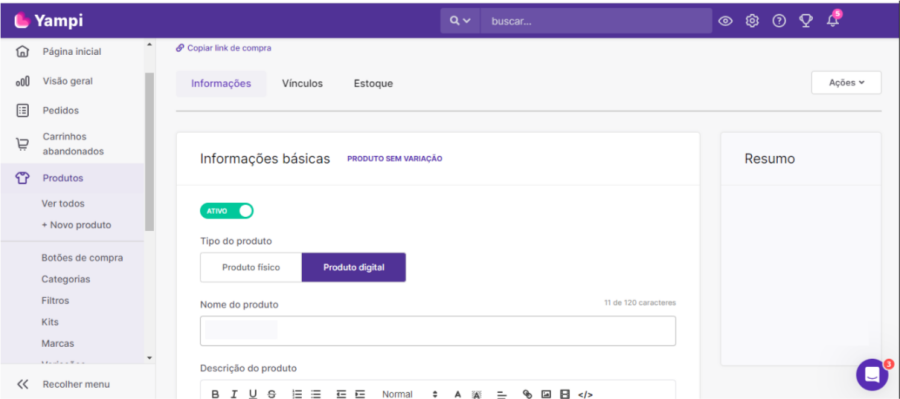 Imagem telaLojaYampi